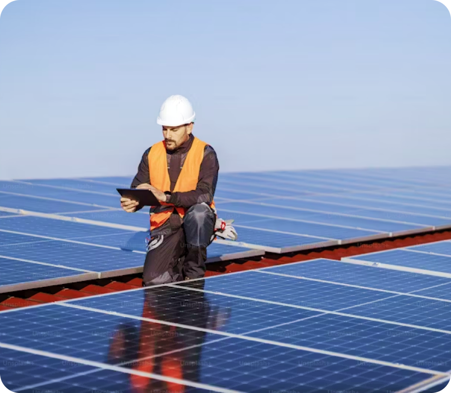 Solar panels and wind turbines